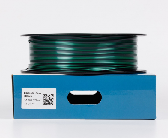 Фото 3 - Смарагдово-зелений Чорний Шовковий Пла Пластик | PLA SILK Emerald Green Black 1кг | 1.75мм | 330м