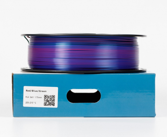 Фото 3 - Червоний | Синій | Зелений Шовковий Пла Пластик | PLA SILK Red | Blue | Green 1кг | 1.75мм | 330м